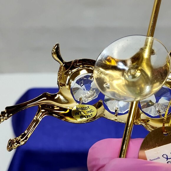 Crystal Delight 24K GP Reindeer Suncatcher Austrian Crystals Window Display 1997 - Picture 5 of 10